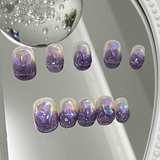 Load image into Gallery viewer, Glittering Purple Short Round Press on Nails
