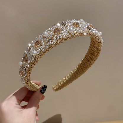 Gold Luxury Pearl Crystal Hairband