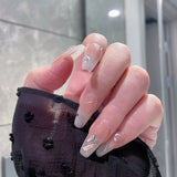Load image into Gallery viewer, Irregular Crystals Nude Pink Long Coffin Fake Nails