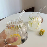 Load image into Gallery viewer, Large Aesthetic Juice Water Glass Cup with Straw