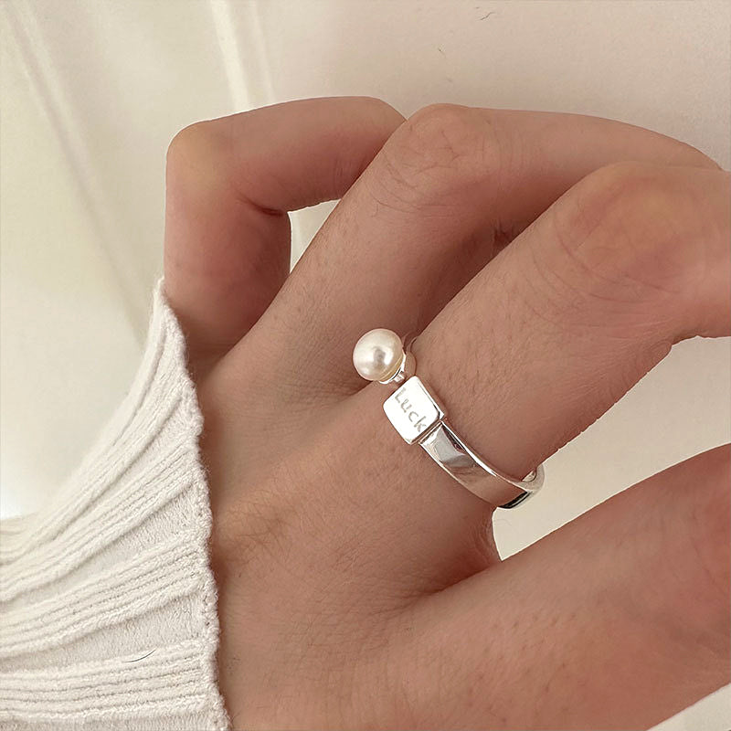 S925 Sterling Silver Luck Pearl Open Ring