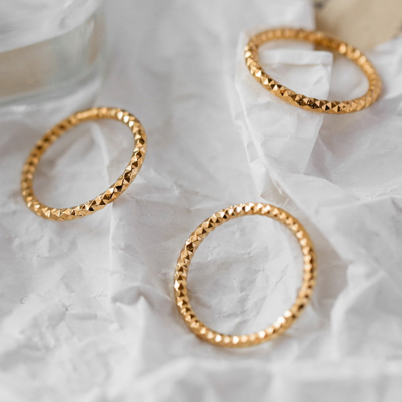 Faceted Gold Dainty Stacking Ring
