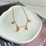 Load image into Gallery viewer, Moon Star Charms 18K Gold Chain Necklace