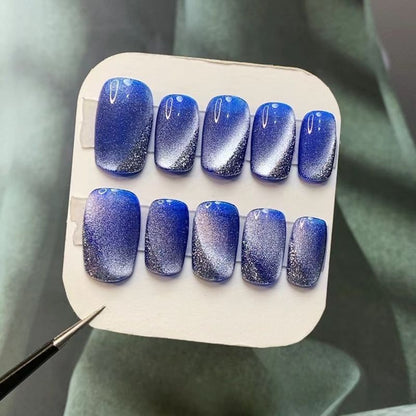 Blue Starry Sky Fake Press on Nails