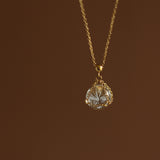 Load image into Gallery viewer, 14K Gold Crystal Ball Pendant Necklace