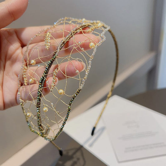 Handmade Gold Net Pearl Headband