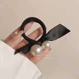Load image into Gallery viewer, Big Pearl Black Hair Tie Pack 3