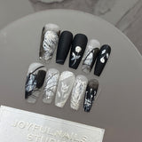 Load image into Gallery viewer, Gothic Black Rose Press On Nails
