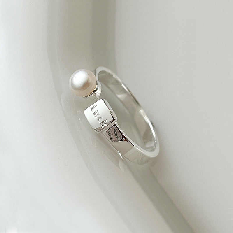 S925 Sterling Silver Luck Pearl Open Ring