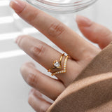 Load image into Gallery viewer, V-shaped Water Drop Zircon Ring