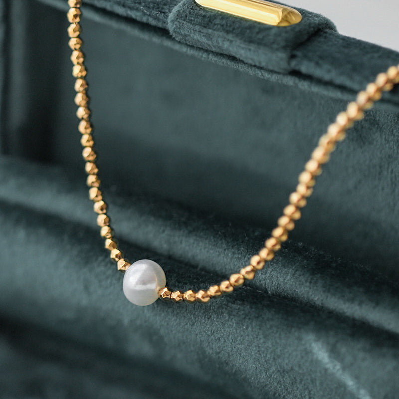 Natural Pearl Small Gold Beads Choker