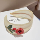 Load image into Gallery viewer, Embroidery Flower Organza Wide Headband