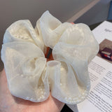 Load image into Gallery viewer, Organza Lace Pearl Hair Scrunchies