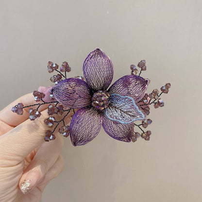 Handmade Woven Flower Snap Hair Clip