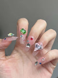 Load image into Gallery viewer, Colored Large Crystal Nude Press on Nails