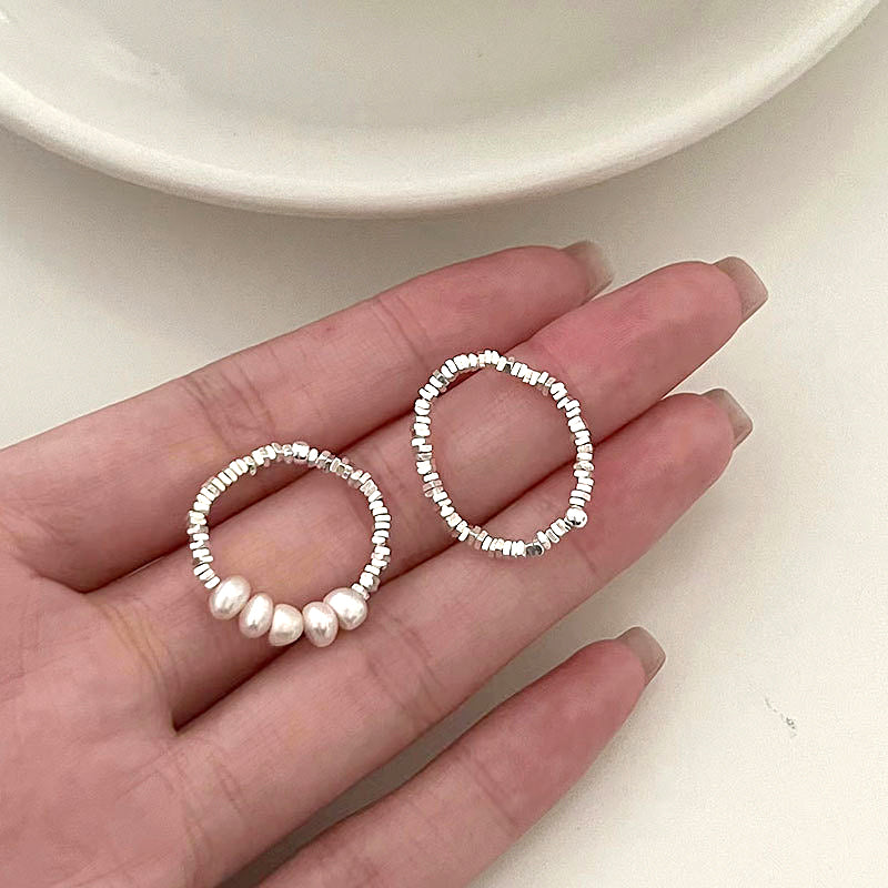 925 Sterling Silver Pearl Beads Ring