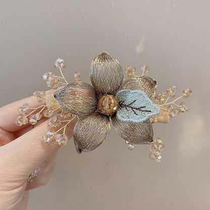 Handmade Woven Flower Snap Hair Clip