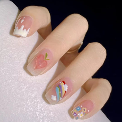 Peach Rainbow Pink Press on Nails