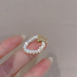 Load image into Gallery viewer, Gold Heart Pearl Beaded Ring