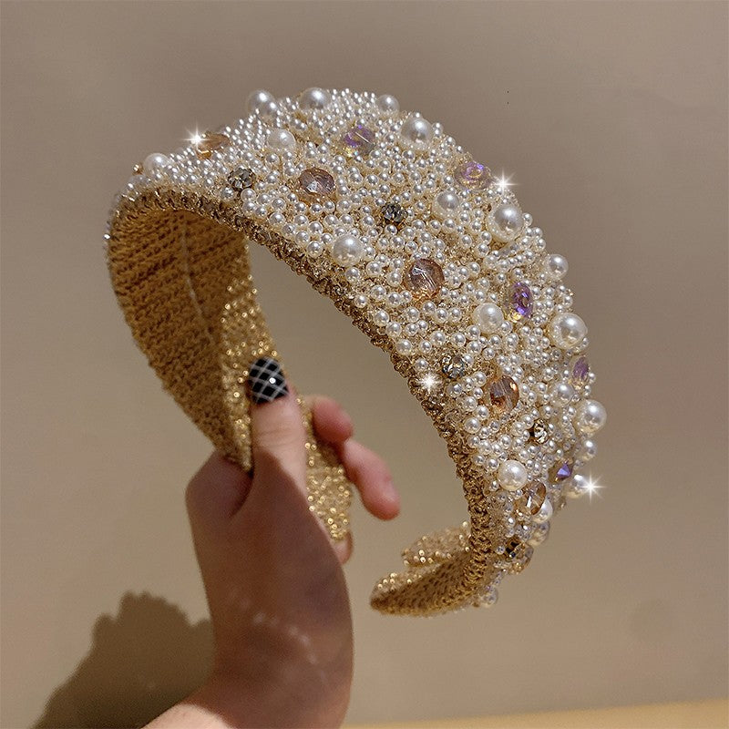Gold Luxury Pearl Crystal Hairband