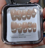 Load image into Gallery viewer, Cat Eye Glitter Nude On Nails with Butterfly Charm