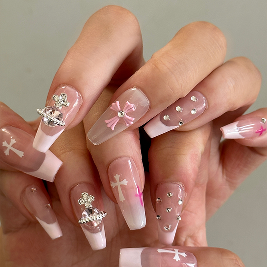Y2K Style Pink Ballerina French Press on Nails